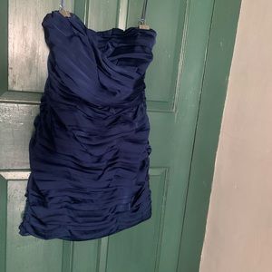 Blue strapless evening dress